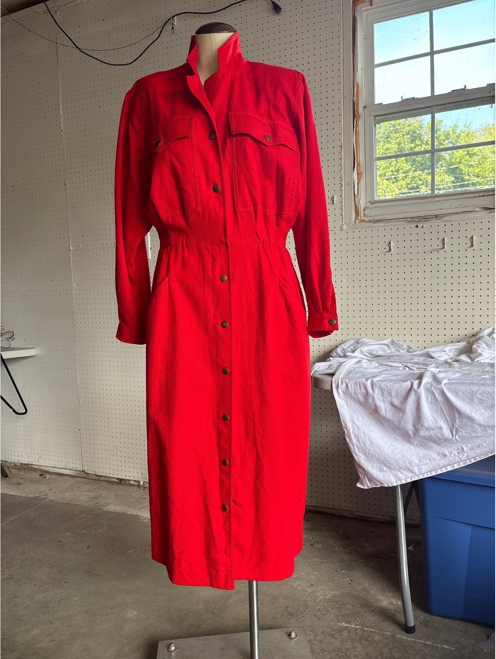 Vintage Liz Clairborne Red Button-Front size 14 100% wool